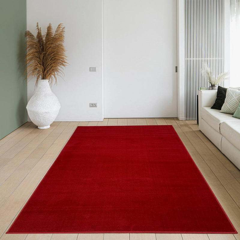 Covor Oriental Uni roșu cu fire scurte ușor de curățat 160x230 cm - LunaHome.ro