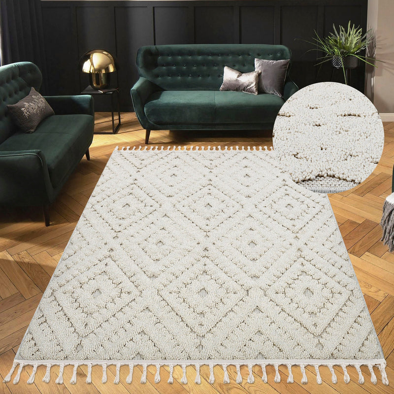 Covor Rayan in stil boho scandi cu aspect de lână 80x150 cm - LunaHome.ro