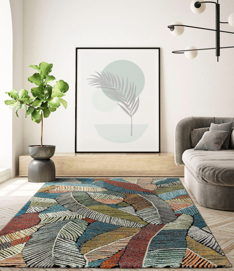 Covor Relief cu fire scurte colorat intens 120x170 cm - LunaHome.ro