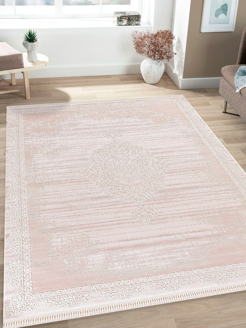 Covor Rodin vintage oriental cu fire scurte crem 80x300 cm - LunaHome.ro