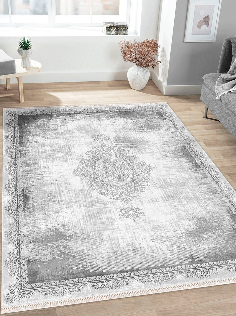 Covor Rodin vintage oriental cu fire scurte gri  160x230 cm - LunaHome.ro