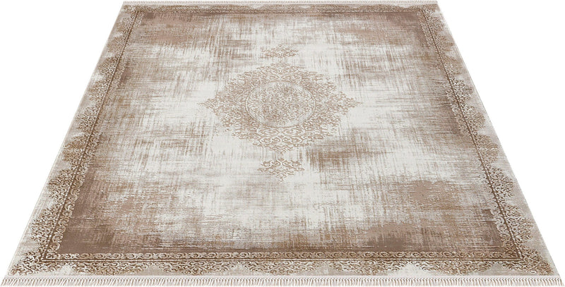 Covor Rodin vintage oriental cu fire scurte maro - LunaHome.ro