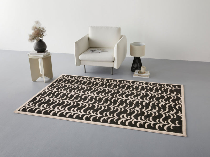 Covor Rotterdam GMK cu model grafic alb/negru 280x380 cm - LunaHome.ro
