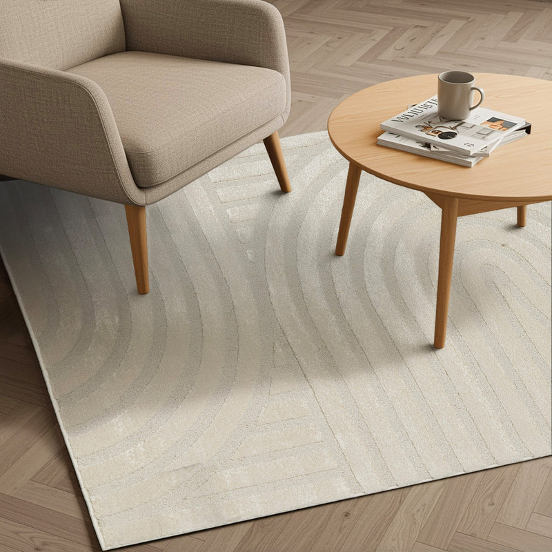 Covor Rubi cu model boho pufos 3D crem 80x150 cm - LunaHome.ro