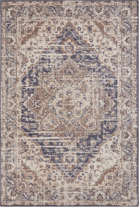Covor Sand cu fire scurte model oriental vintage crem-albastru 160x235 cm - LunaHome.ro