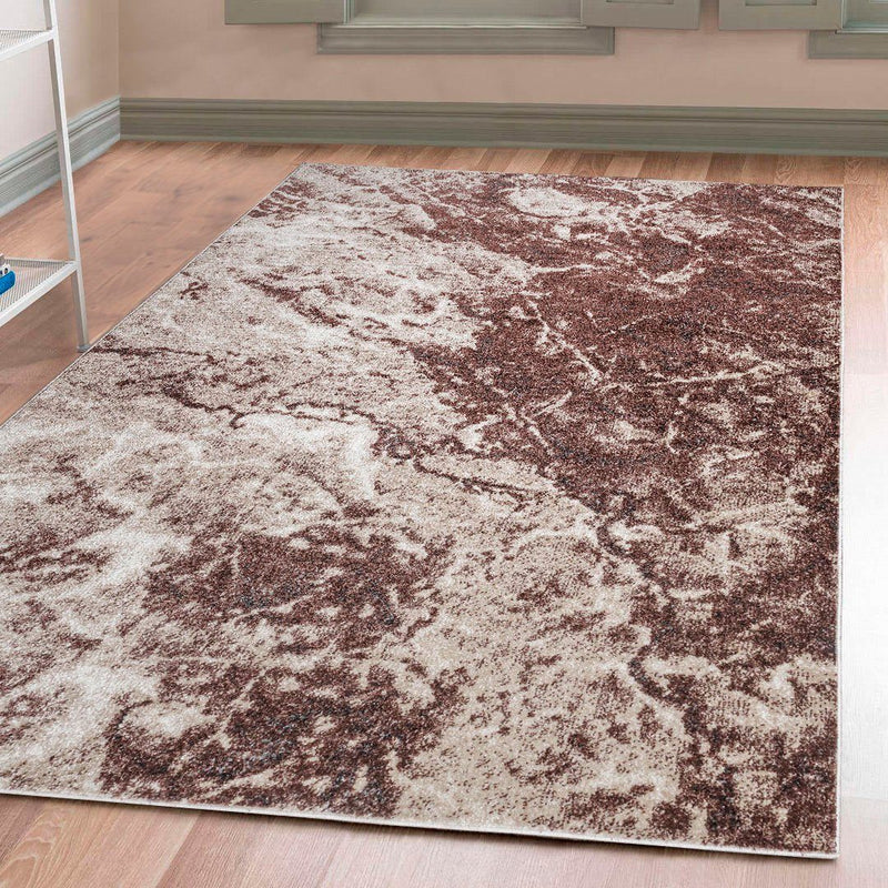 Covor Saniel cu fire scurte, aspect de marmura maro 160x230 cm - LunaHome.ro