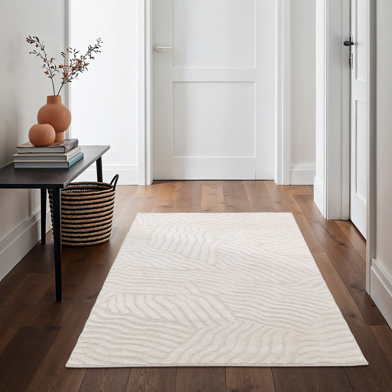 Covor Segovia foarte moale cu aspect 3D crem 120x170 cm - LunaHome.ro