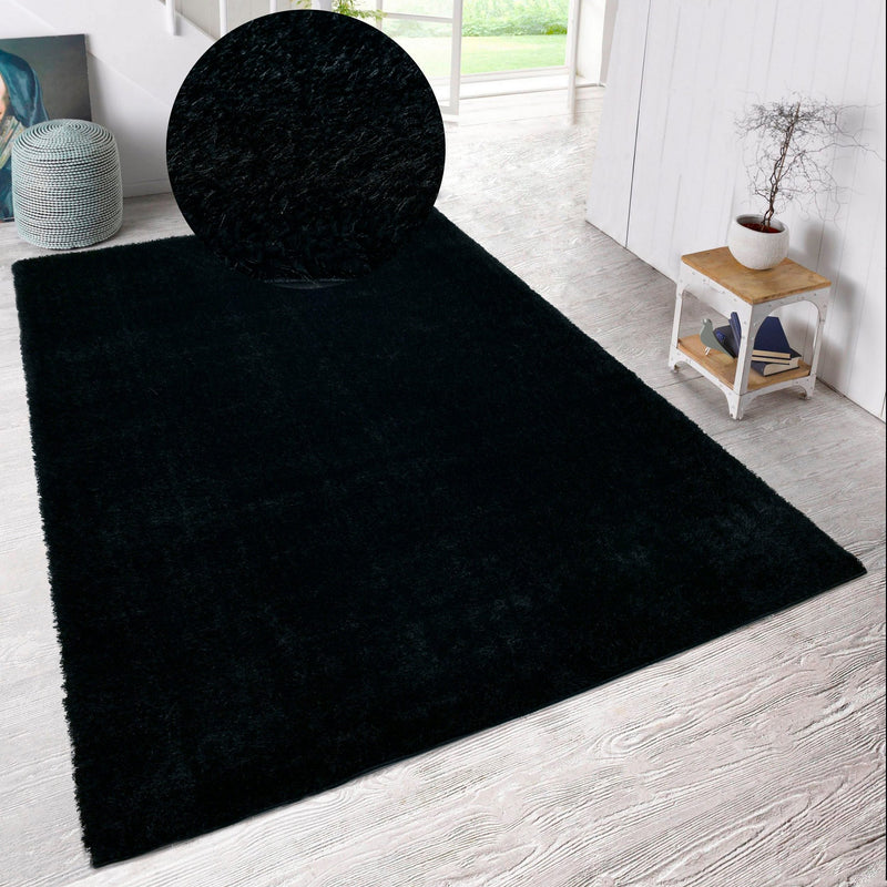 Covor Shaggy Malin negru moale si pufos, 240x320 cm - LunaHome.ro