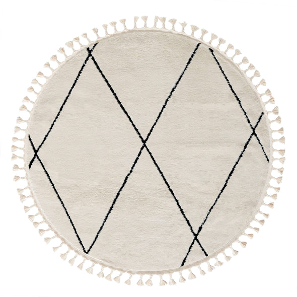 Covor Shaggy Moroccan Pattern rotund, moale si pufos, 140 cm diametru - LunaHome.ro