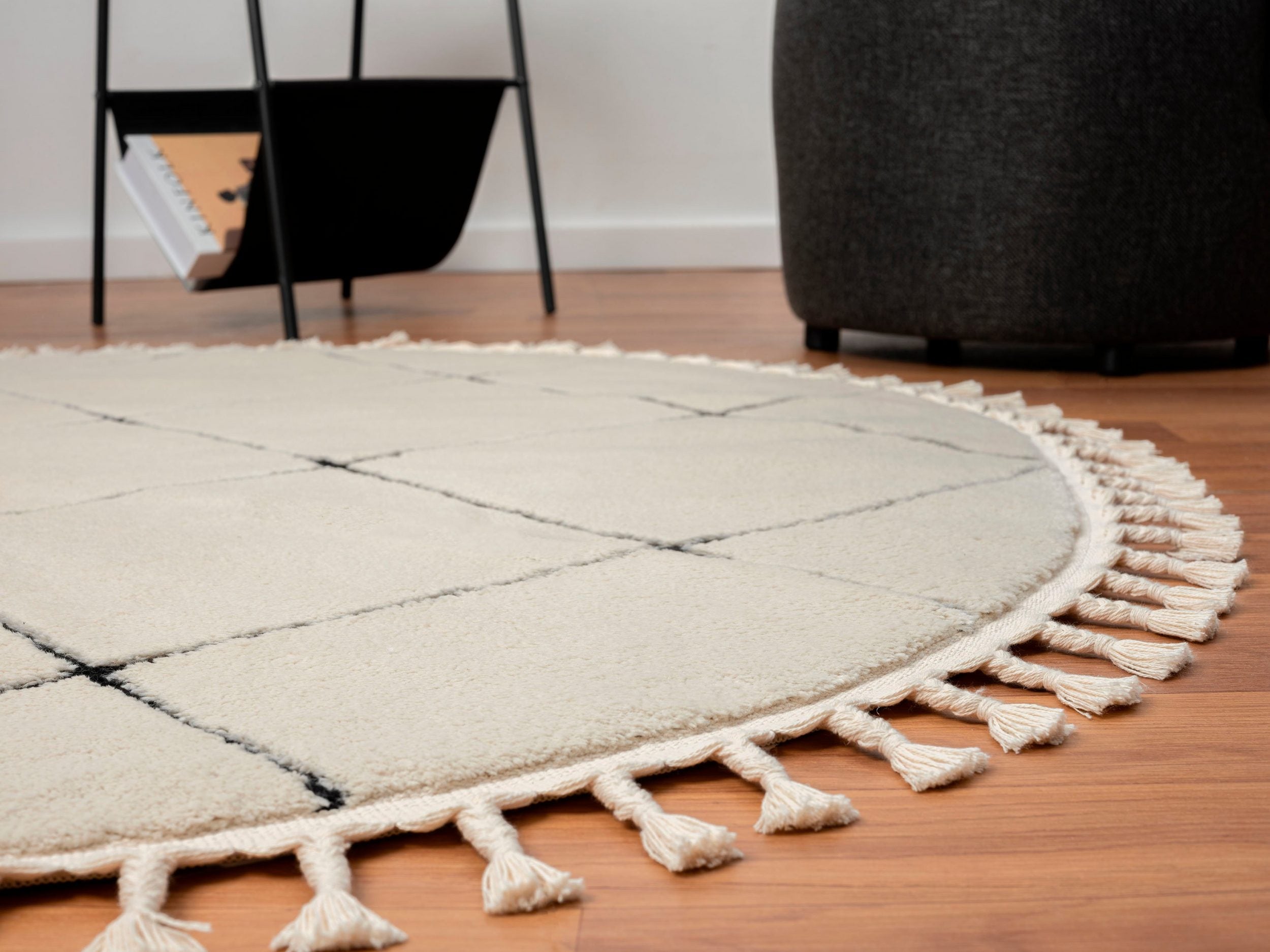 Rotupd Covor Shaggy Moroccan Square rotund, moale si pufos, 240 cm diametru