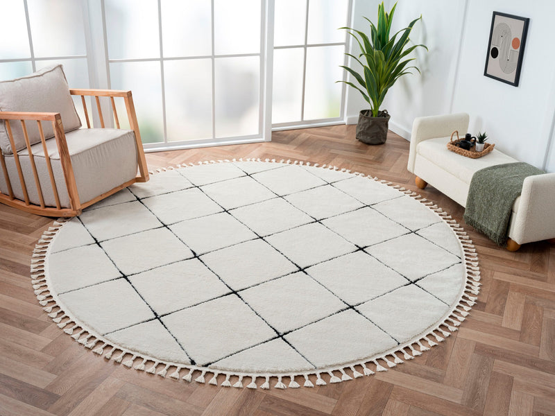 Covor Shaggy Moroccan Square rotund, moale si pufos, 240 cm diametru - LunaHome.ro