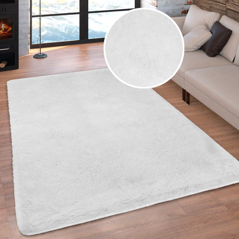 Covor Shaggy Silky foarte moale și pufos alb 140x200 cm - LunaHome.ro
