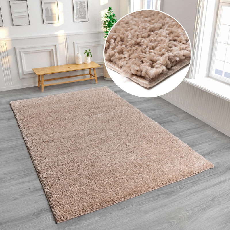 Covor Shaggy Viva culoare bej foarte moale si pufos, 200x290 cm - LunaHome.ro