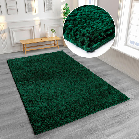 Covor Shaggy Viva verde inchis, moale si pufos, 200x200 cm - LunaHome.ro
