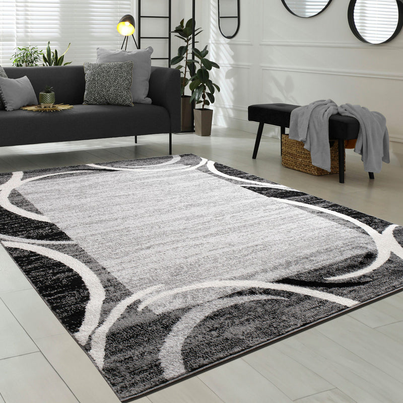 Covor Sinai cu fire scurte gri model geometric 160x220 cm - LunaHome.ro