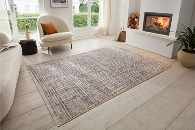 Covor Sole cu fire scurte gri, model cu aspect vintage 240x340 cm