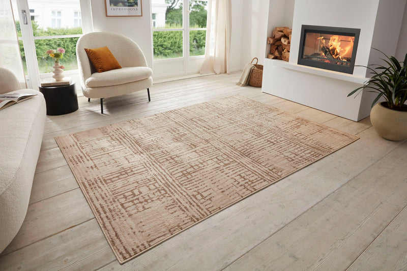 Covor Terrain cu fir scurt, design geometric vintage, 200x280 cm - LunaHome.ro