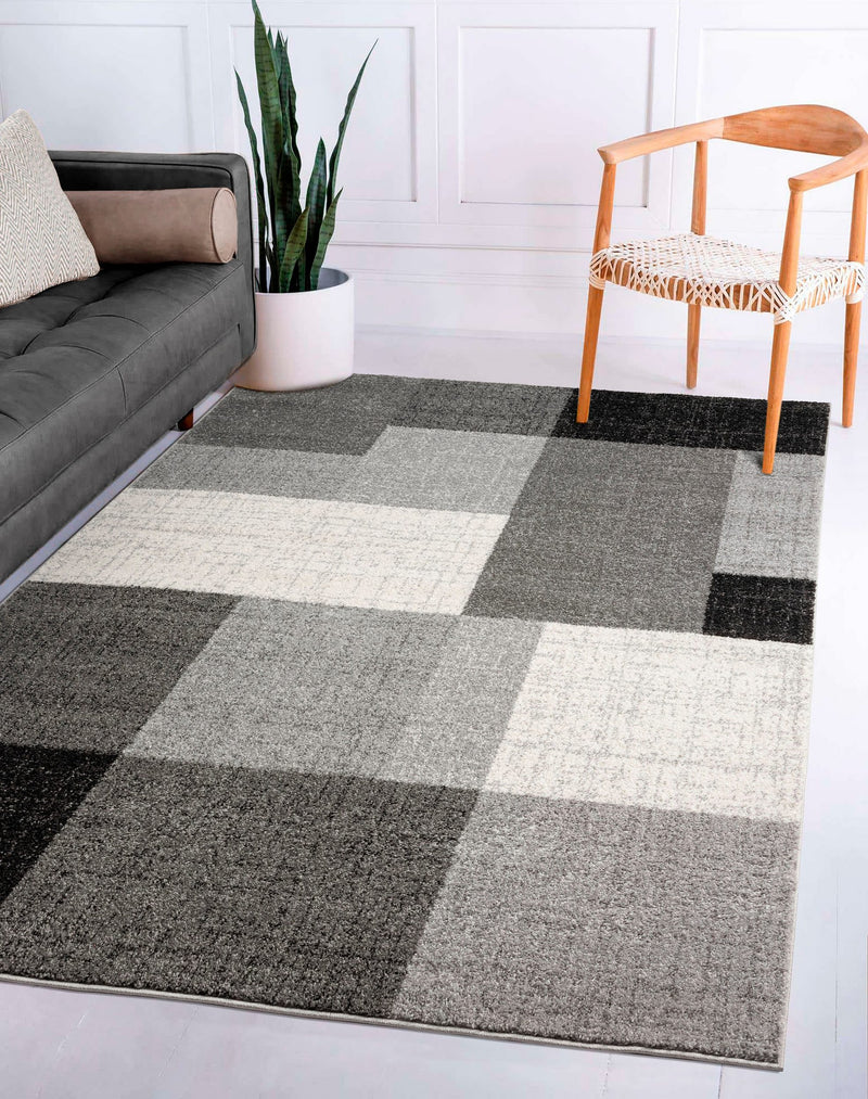 Covor Thales cu fir scurt, design modern gri 140x200 cm - LunaHome.ro