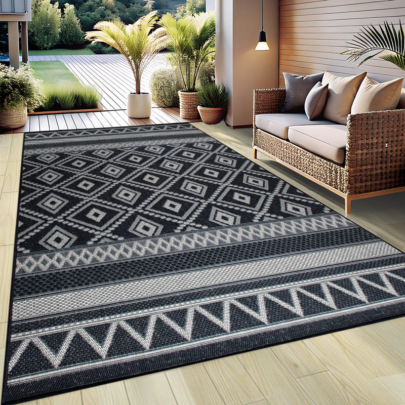 Covor Toronto pentru interior si exterior negru 120x170 cm - LunaHome.ro