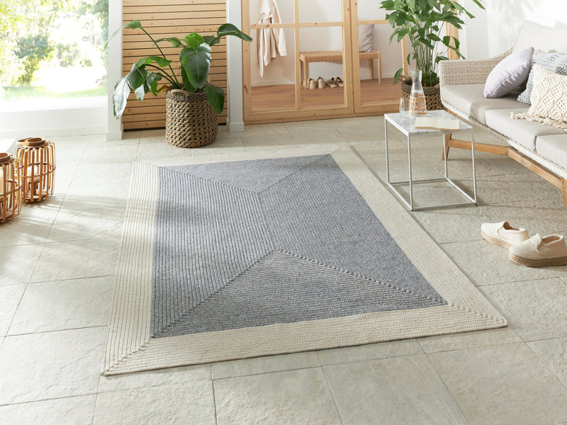 Covor Trenzado potrivit pentru exterior si interior gri cu crem 160x230 cm - LunaHome.ro
