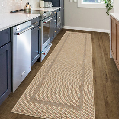 Covor Venice cu tesatura plata, aspect de sisal, bej 80x250 cm - LunaHome.ro