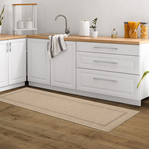 Covor Venice cu tesatura plata, aspect de sisal, bej 80x250 cm - LunaHome.ro