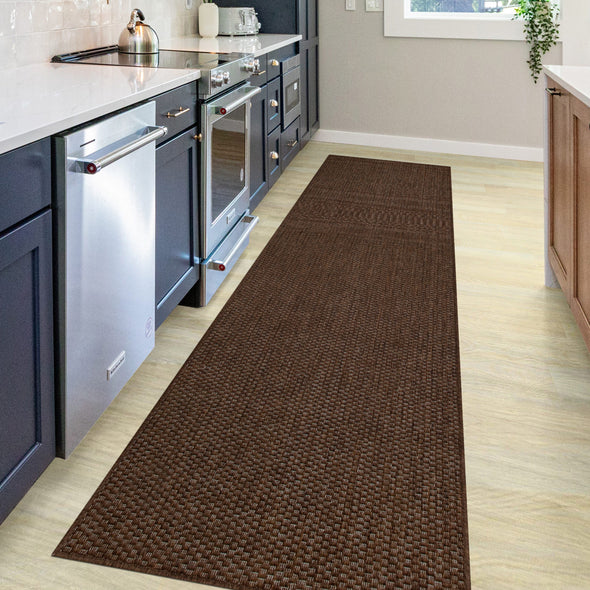 Covor Venice cu tesatura plata, aspect de sisal maro 80x250 cm - LunaHome.ro