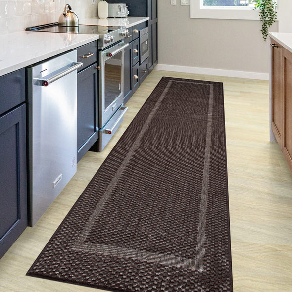 Covor Venice cu tesatura plata, aspect de sisal maro 80x250 cm - LunaHome.ro