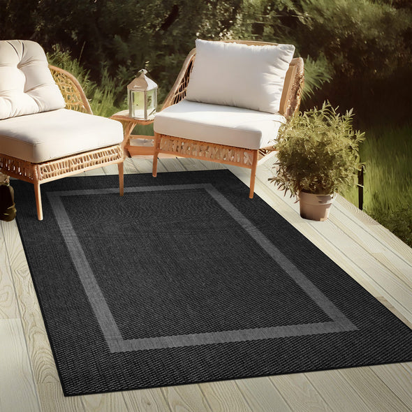 Covor Venice cu tesatura plata, aspect de sisal negru 160x230 cm - LunaHome.ro