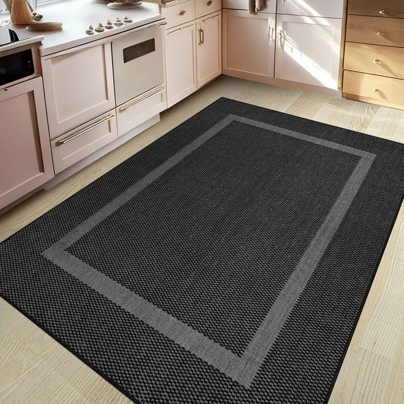Covor Venice cu tesatura plata, aspect de sisal negru 160x230 cm - LunaHome.ro