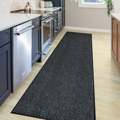 Covor Venice cu tesatura plata, aspect de sisal negru 80x250 cm - LunaHome.ro