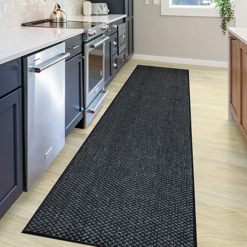 Covor Venice cu tesatura plata, aspect de sisal negru 80x250 cm - LunaHome.ro