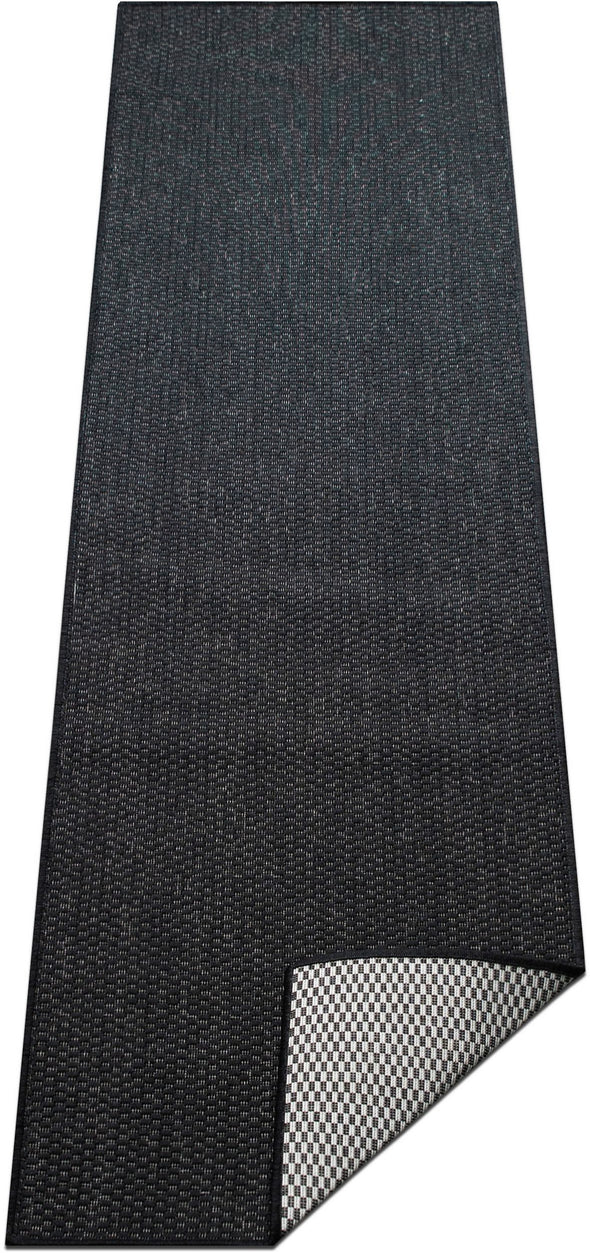 Covor Venice cu tesatura plata, aspect de sisal negru 80x250 cm - LunaHome.ro