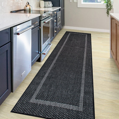 Covor Venice cu tesatura plata, aspect de sisal negru 67x230 cm - LunaHome.ro
