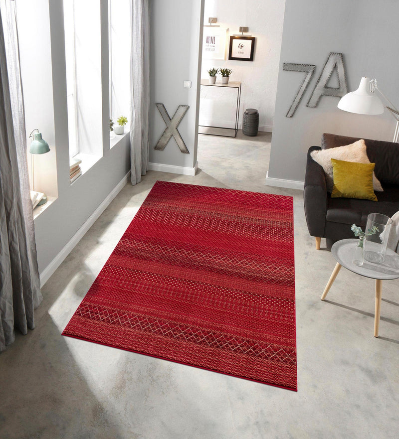Covor Wisconsin cu fir scurt rosu cu aspect berber 70x140 cm - LunaHome.ro