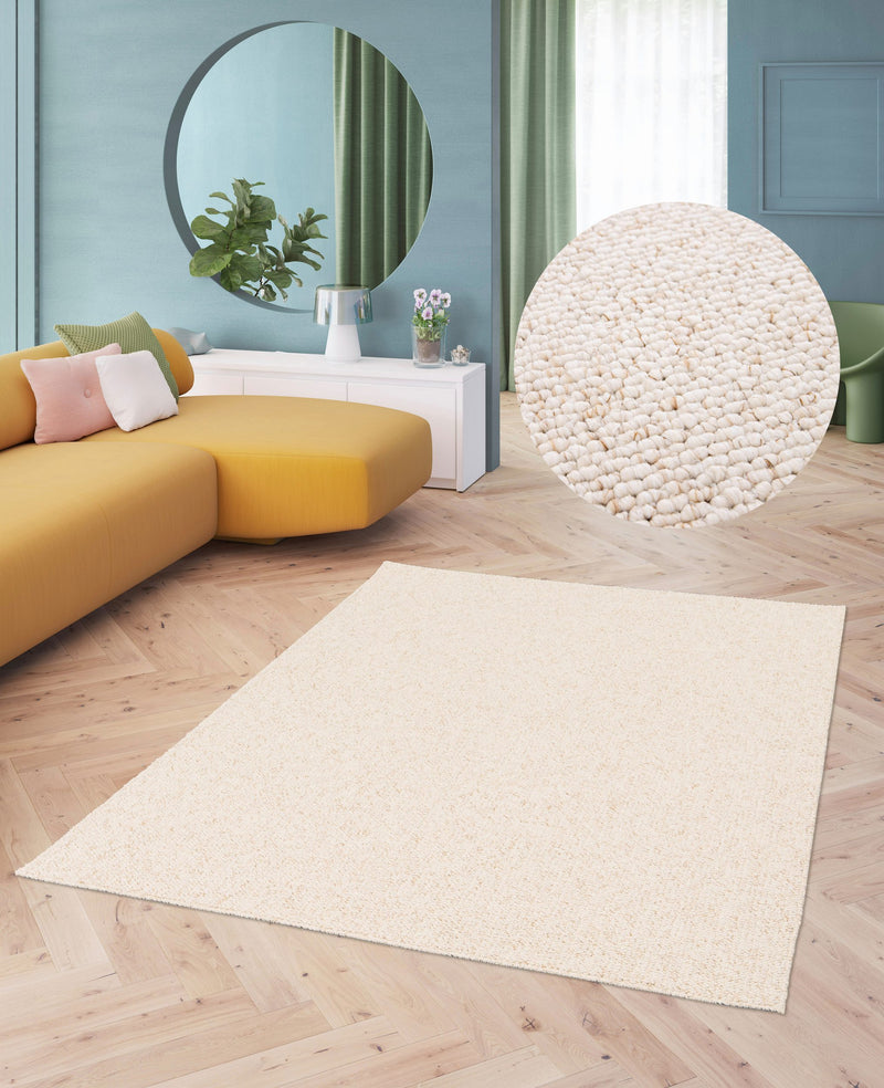 Covor Wohlde cu aspect de lână, model cu noduri crem 160x230 cm - LunaHome.ro