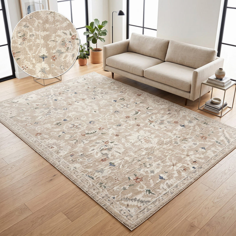 Covor Yasmin cu design oriental clasic crem multicolor 240x320 cm