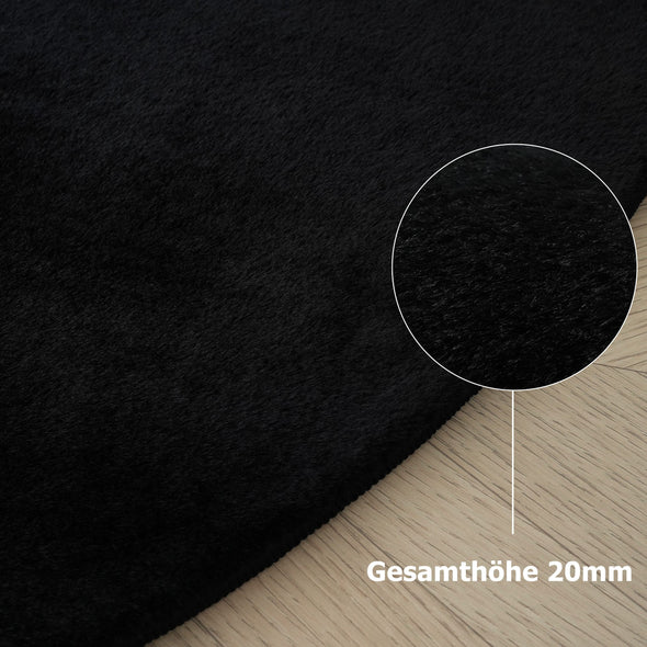 Covor »Balu« cu textura de blana de iepure negru 120x180 cm - LunaHome.ro
