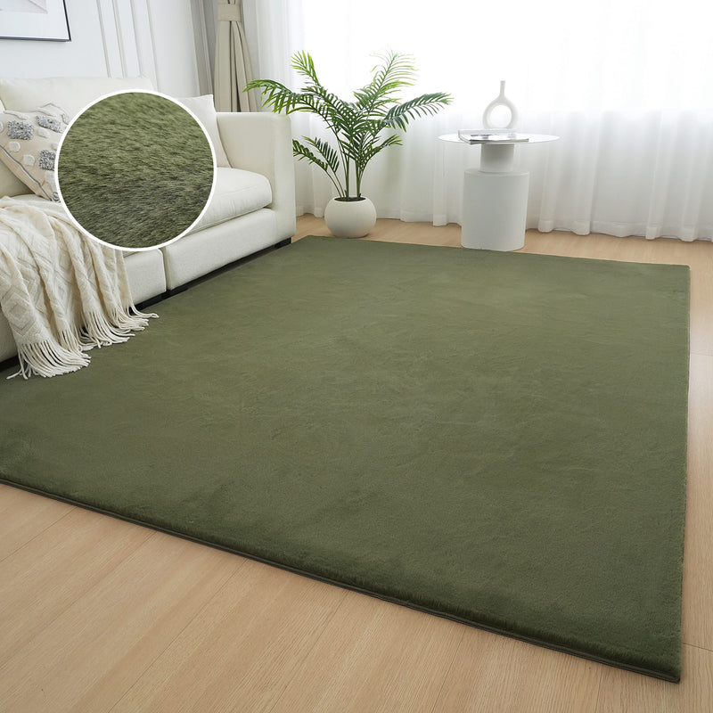 Covor »Balu« cu textura de blana de iepure verde 40x60 cm - LunaHome.ro