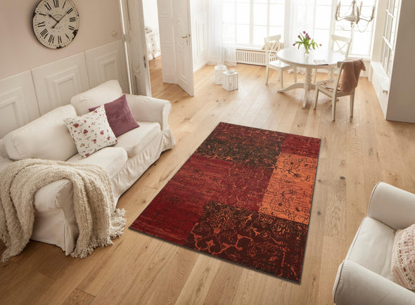 Covor Bennet cu model floral, fire scurte, terra 190x280 cm - LunaHome.ro