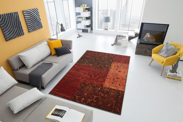 Covor Bennet cu model floral, fire scurte, terra 190x280 cm - LunaHome.ro