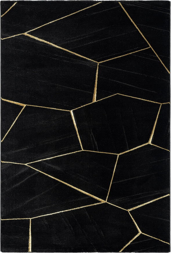 Covor »Biel« cu model geometric, negru cu auriu, 200x290 cm - LunaHome.ro
