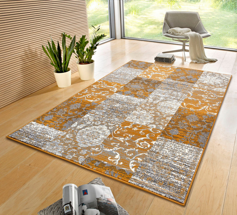 Covor »Bloques« cu design mozaic, rezistent galben, 120x170 cm - LunaHome.ro