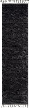 Covor Bonvo negru cu design scandinav 3D si franjuri 80x300 cm - LunaHome.ro