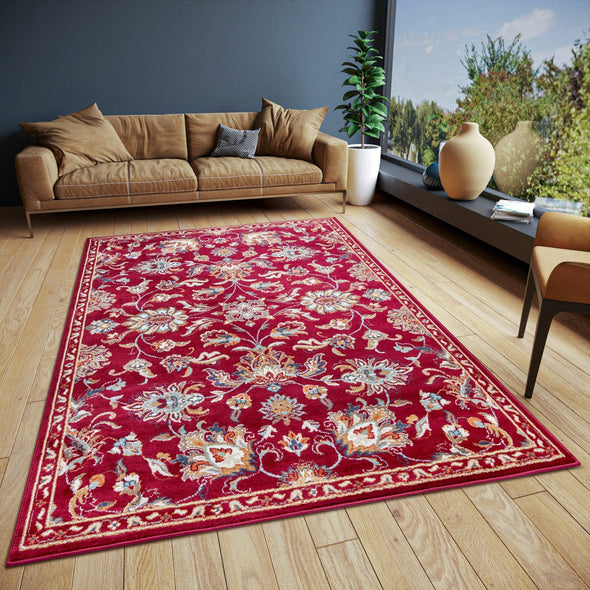 Covor »Caracci« cu design oriental roșu, fire scurte, 140x200 cm - LunaHome.ro