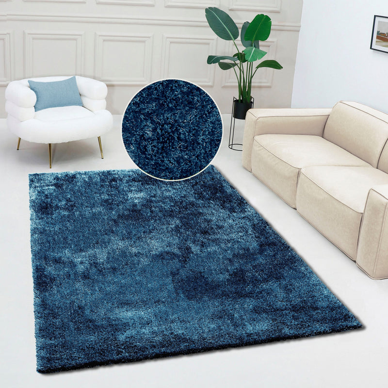 Covor »Dana« foarte moale si pufos, aspect stralucitor, albastru 60x90 cm - LunaHome.ro