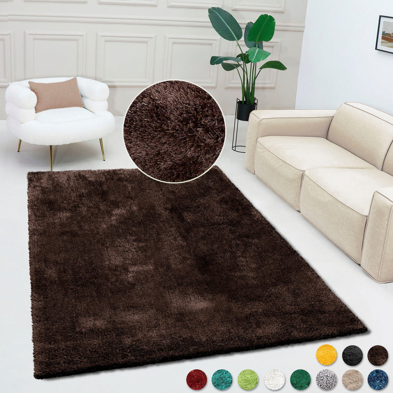 Covor »Dana« foarte moale si pufos, aspect stralucitor, maro 60x90 cm - LunaHome.ro