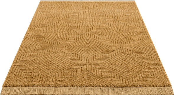 Covor »Duchesse« design grafic, boho cu franjuri galben, 120x180 cm - LunaHome.ro