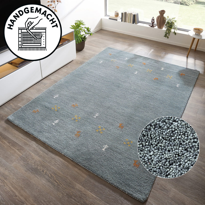 Covor »Gabbeh Motif« din lână pură gri albăstrui 200x290 cm