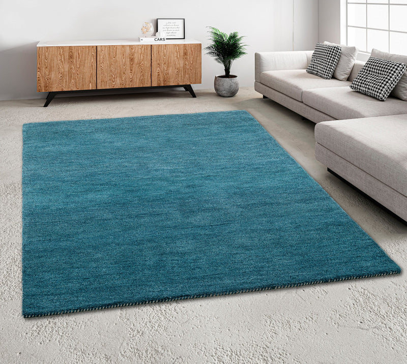 Covor »Gabbeh uni« din lână pură albastru 60x90 cm - LunaHome.ro